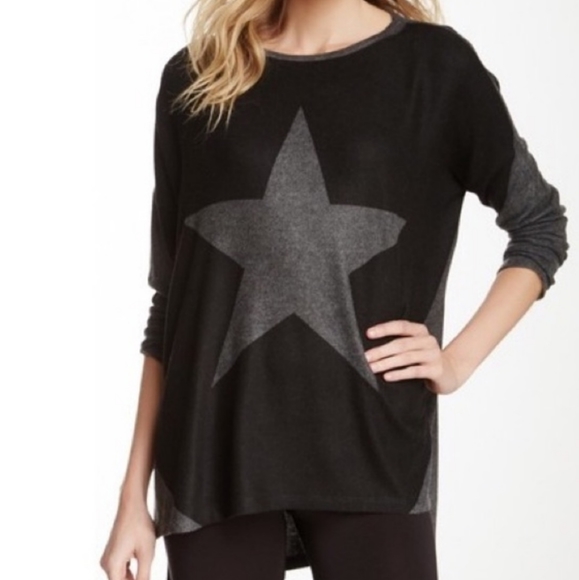 Go Couture Tops - GO COUTURE Star Sharkbite Long Sleeve Pullover
